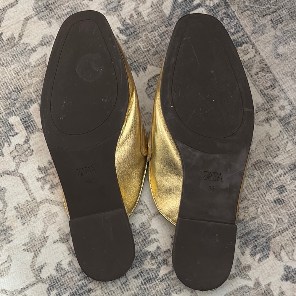Zara Metallic Gold Women's Mules 36 - Picture 7 of 7